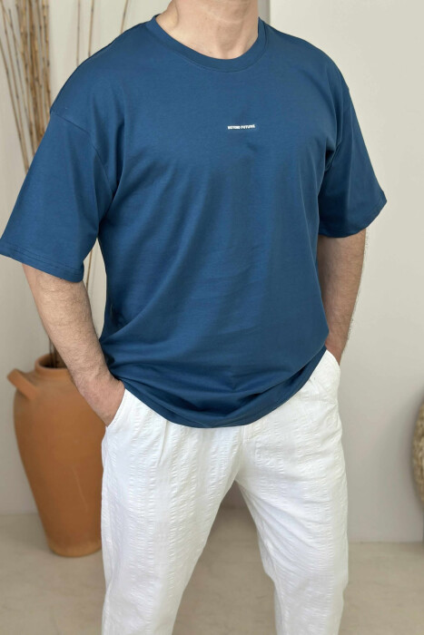 FRONT LITTLE WRITTINGS MEN T-SHIRT BLUE/BLU 