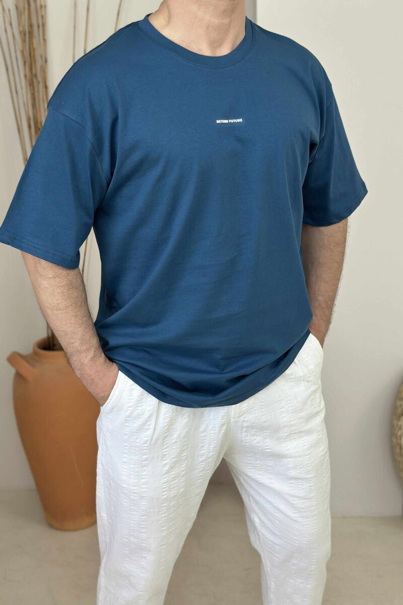 FRONT LITTLE WRITTINGS MEN T-SHIRT BLUE/BLU - 1