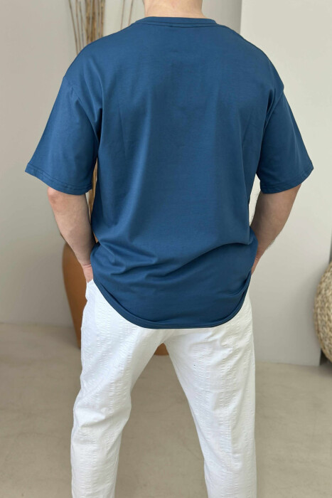FRONT LITTLE WRITTINGS MEN T-SHIRT BLUE/BLU - 3
