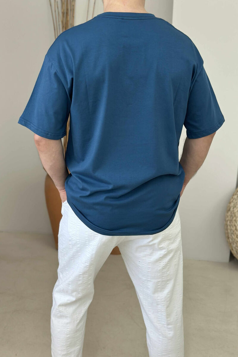 FRONT LITTLE WRITTINGS MEN T-SHIRT BLUE/BLU - 3