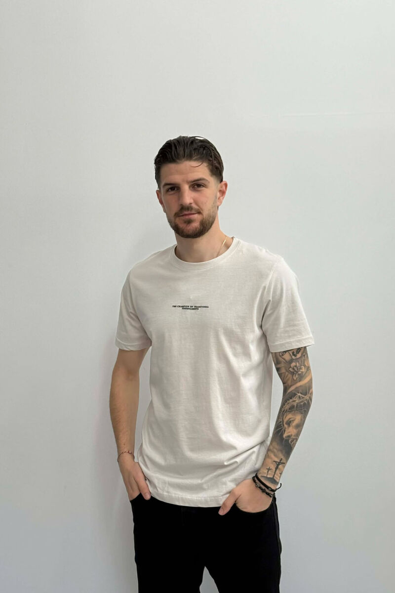 FRONT LITTLE WRITTINGS MEN T-SHIRT CREAM/KREM - 1