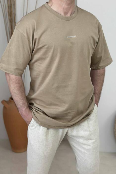 FRONT LITTLE WRITTINGS MEN T-SHIRT DARK BEIGE/BEZHE ERRET 