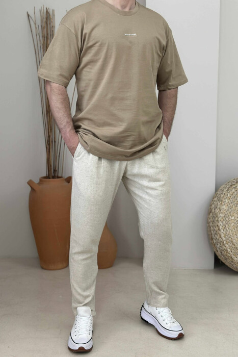 FRONT LITTLE WRITTINGS MEN T-SHIRT DARK BEIGE/BEZHE ERRET - 2