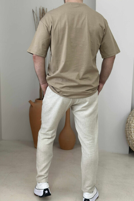 FRONT LITTLE WRITTINGS MEN T-SHIRT DARK BEIGE/BEZHE ERRET - 3