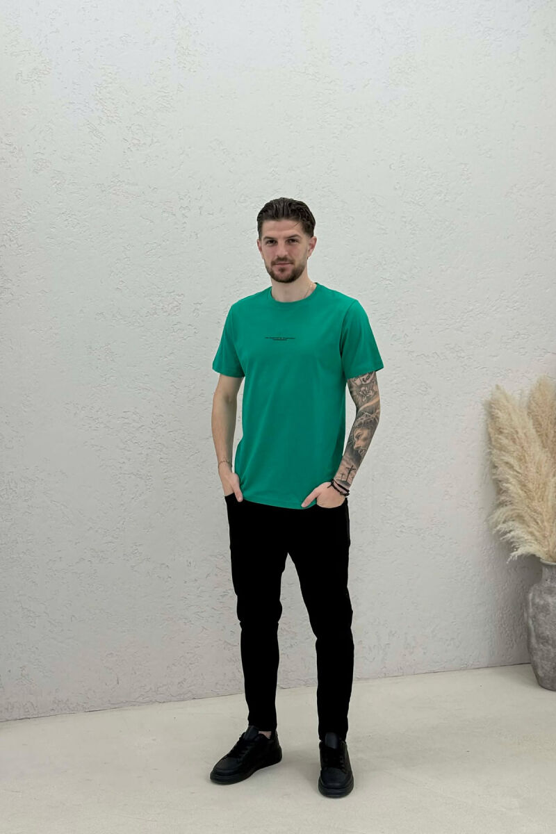 FRONT LITTLE WRITTINGS MEN T-SHIRT GREEN/JESHILE - 2