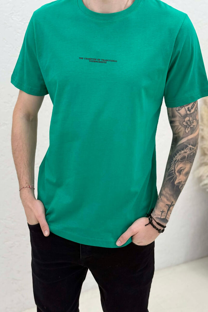 FRONT LITTLE WRITTINGS MEN T-SHIRT GREEN/JESHILE - 3