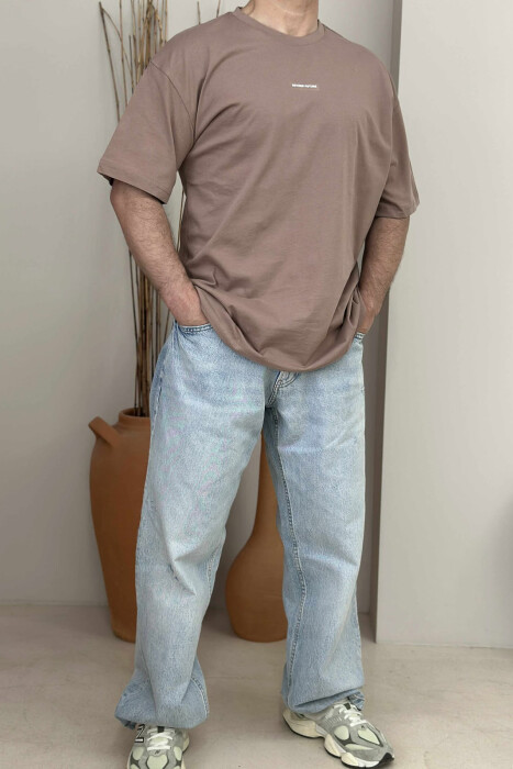 FRONT LITTLE WRITTINGS MEN T-SHIRT LIGHT BROWN/KAZB - 2
