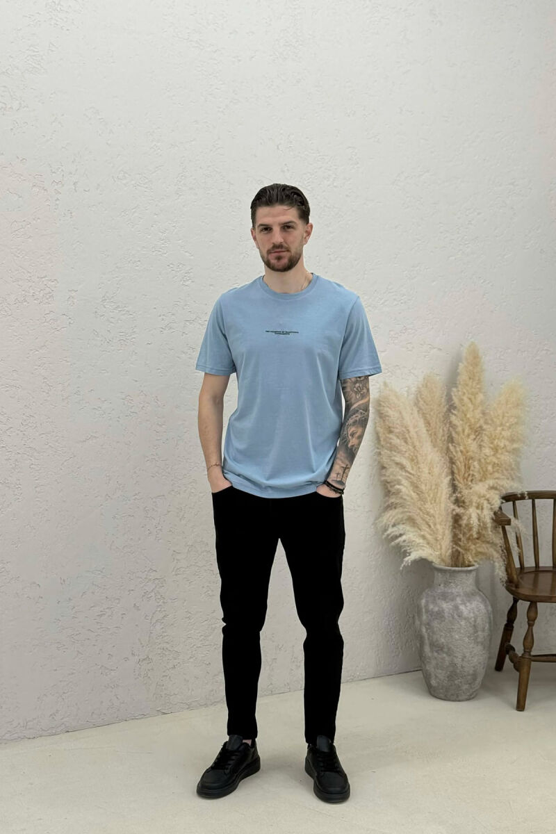 FRONT LITTLE WRITTINGS MEN T-SHIRT LIGHTBLUE/BZ - 3
