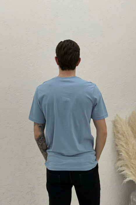 FRONT LITTLE WRITTINGS MEN T-SHIRT LIGHTBLUE/BZ - 4