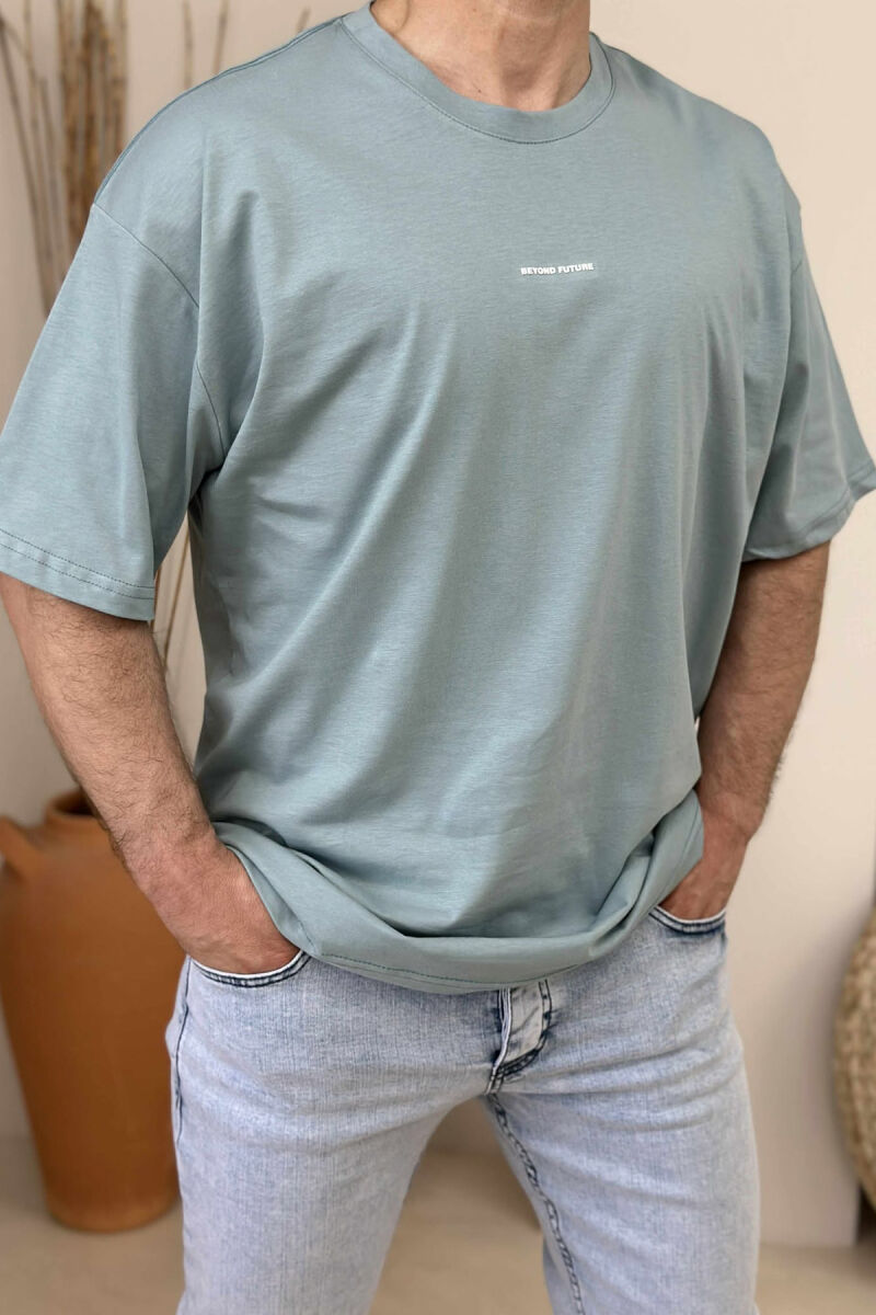 FRONT LITTLE WRITTINGS MEN T-SHIRT LIGHTBLUE/BZ - 1