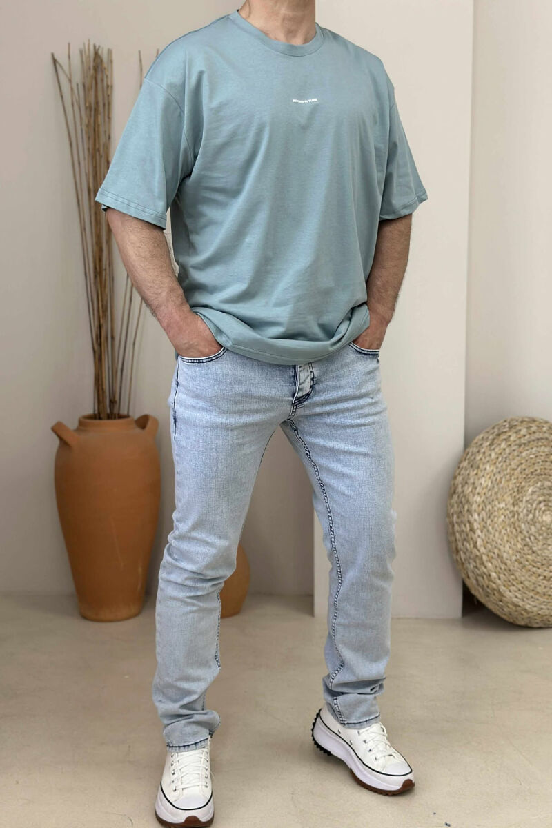 FRONT LITTLE WRITTINGS MEN T-SHIRT LIGHTBLUE/BZ - 2