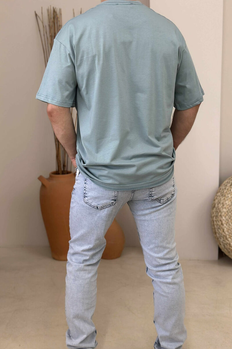 FRONT LITTLE WRITTINGS MEN T-SHIRT LIGHTBLUE/BZ - 3