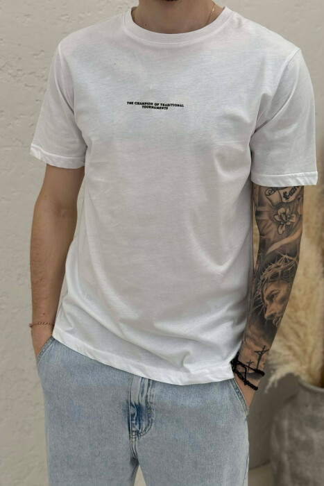 FRONT LITTLE WRITTINGS MEN T-SHIRT WHITE-E BARDHE - 2