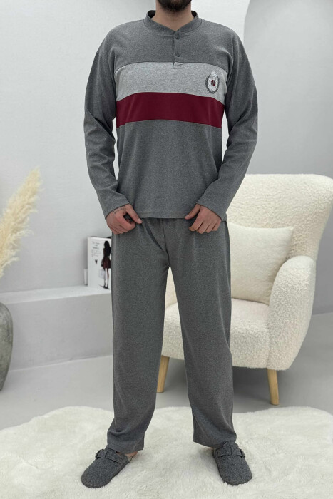 FRONT LOGO SWEATSHIRT+SWEATPANTS MEN PYJAMAS GREY/GRI 