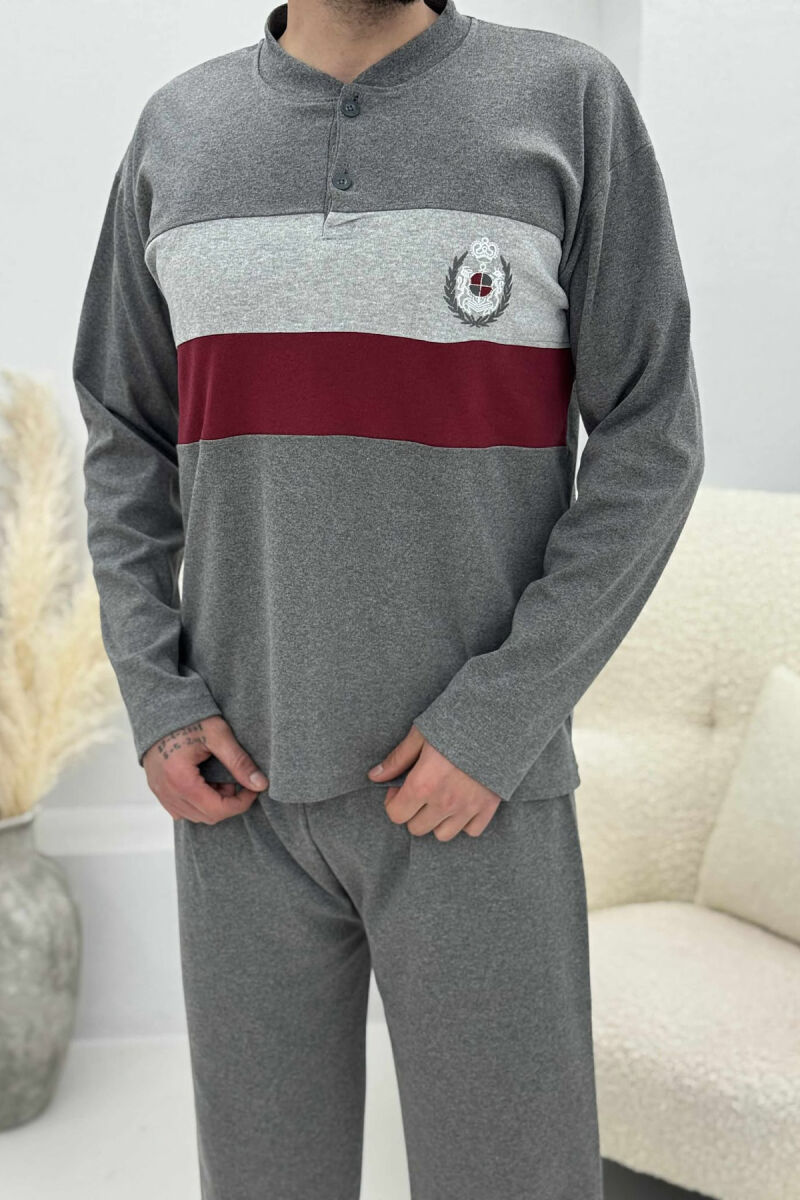 FRONT LOGO SWEATSHIRT+SWEATPANTS MEN PYJAMAS GREY/GRI - 2