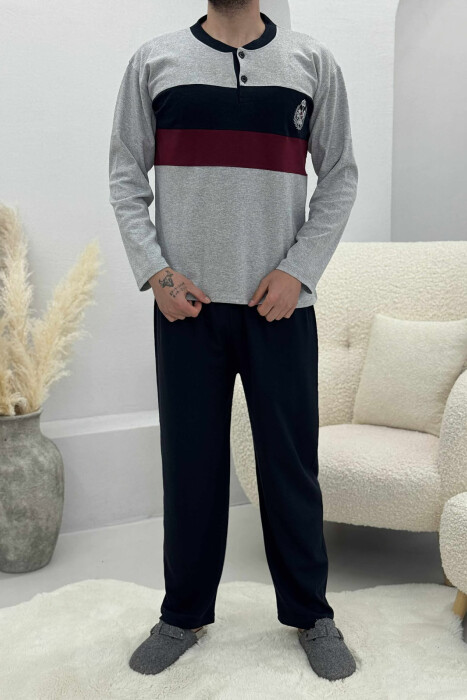 FRONT LOGO SWEATSHIRT+SWEATPANTS MEN PYJAMAS LIGHT GREY/GZ 