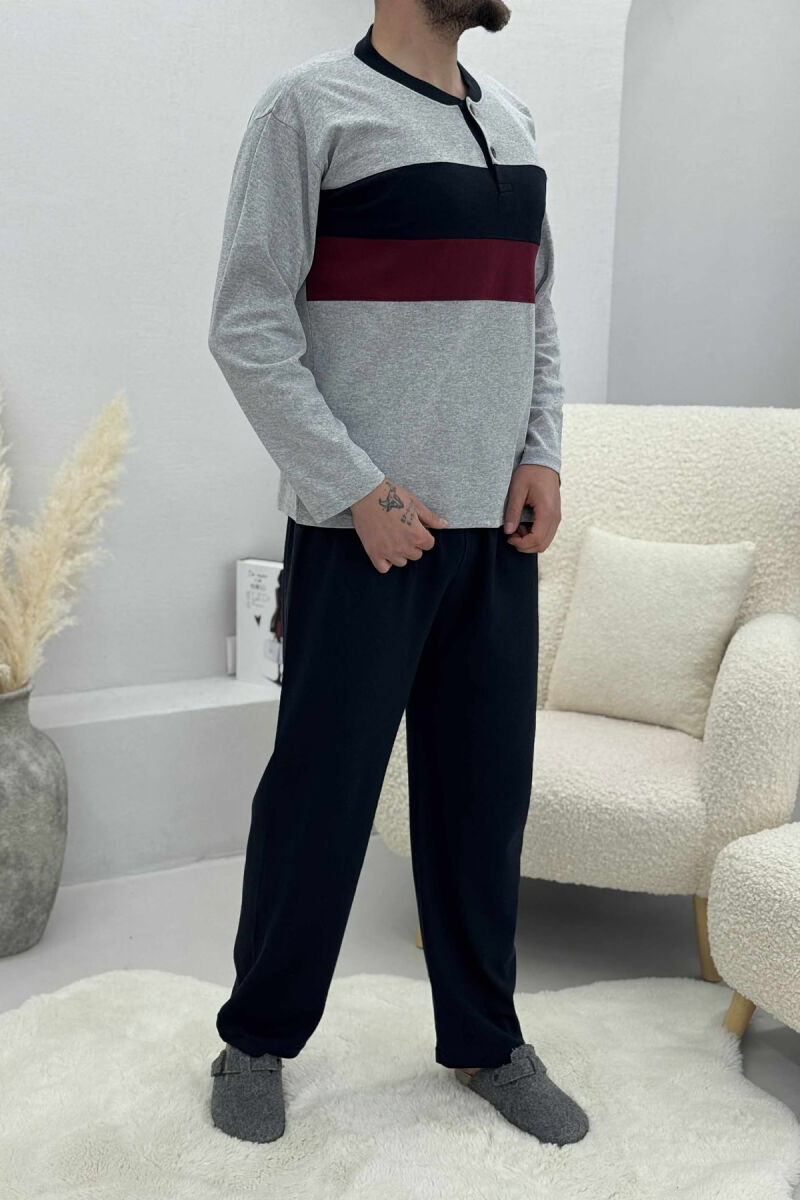 FRONT LOGO SWEATSHIRT+SWEATPANTS MEN PYJAMAS LIGHT GREY/GZ - 3