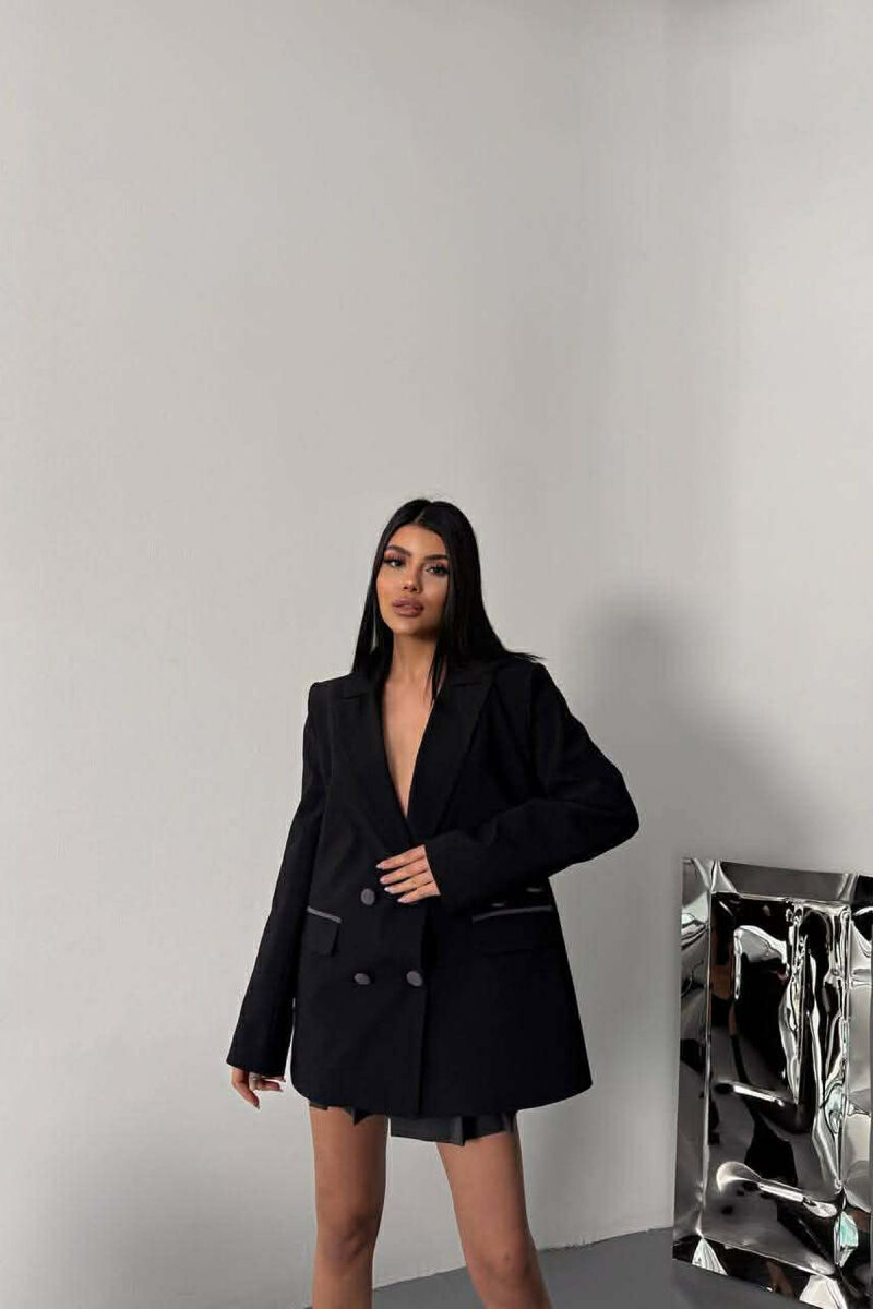 FRONT POCKET DETAIL CLASSIC WOMEN JACKET BLACK/ E ZEZE - 3