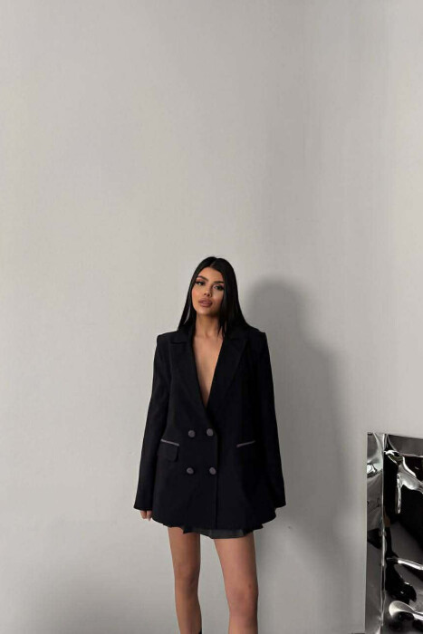 XHAKETE KLASIKE ME DETAJIN E XHEPAVE NE PJESEN PARA PER FEMRA NE NGJYRE TE ZEZE - KLAUDIO FASHION