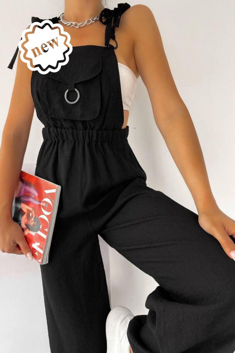 FRONT POCKET DETAIL WOMEN JUMPSUIT BLACK/ E ZEZE - 1