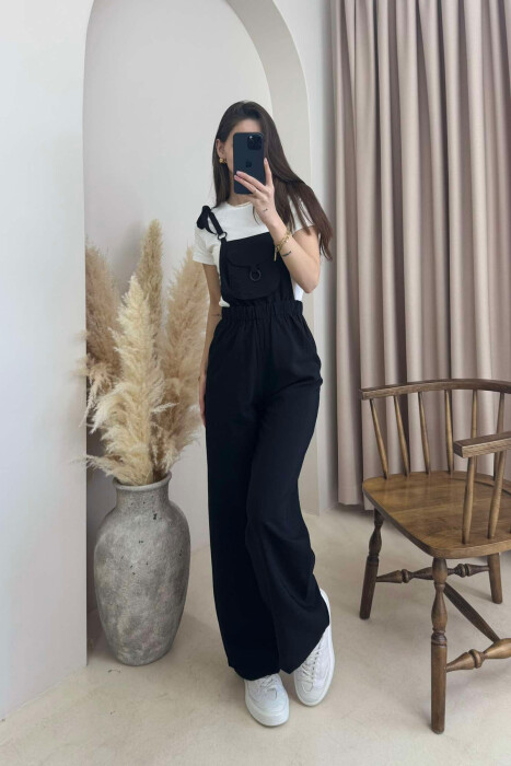 FRONT POCKET DETAIL WOMEN JUMPSUIT BLACK/ E ZEZE - 1