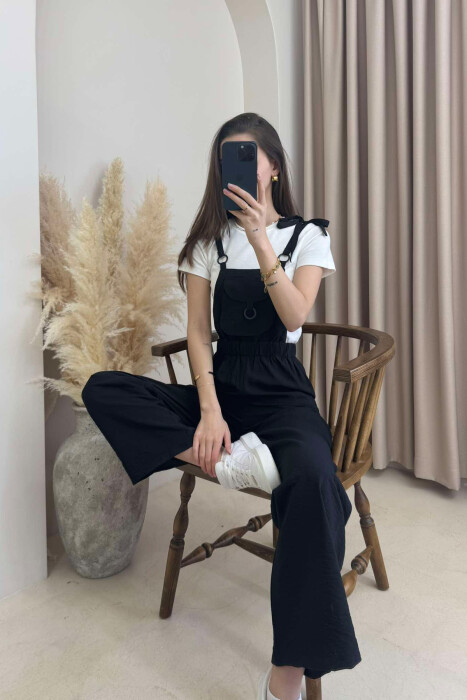 FRONT POCKET DETAIL WOMEN JUMPSUIT BLACK/ E ZEZE - 3