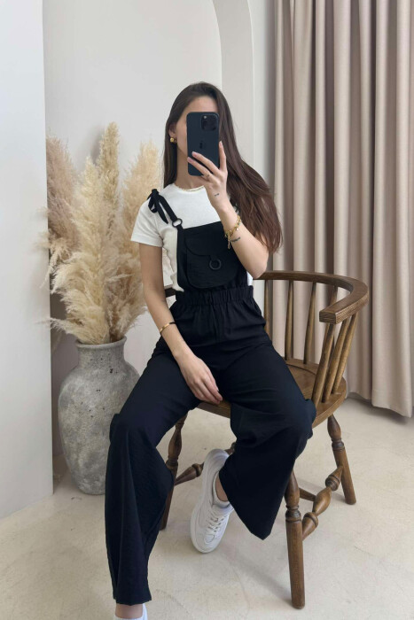 FRONT POCKET DETAIL WOMEN JUMPSUIT BLACK/ E ZEZE - 4