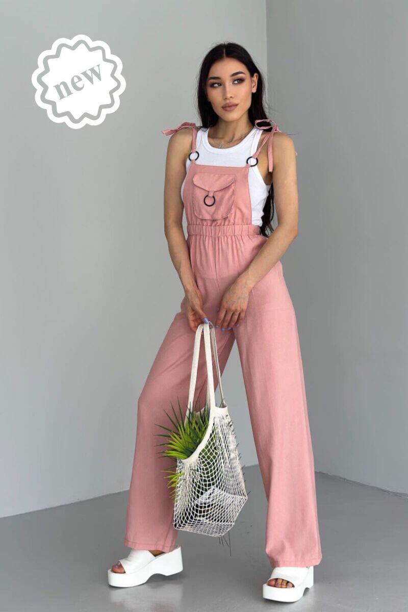 FRONT POCKET DETAIL WOMEN JUMPSUIT PINK/ROZE - 1