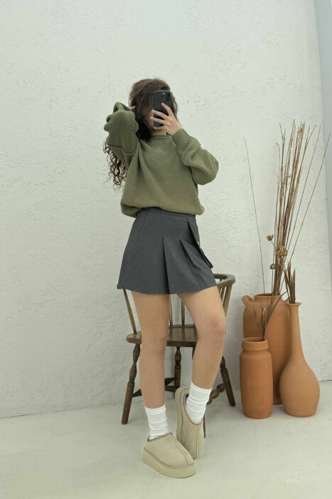 FRONT POCKET WAVING WOMEN SKIRT DARK GREY/GEE - 2