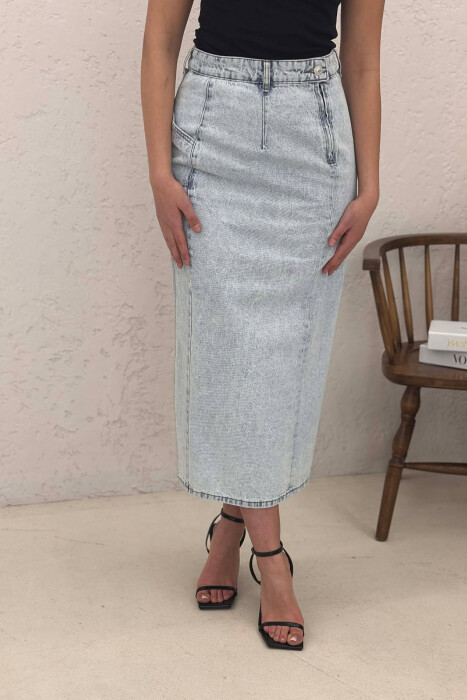 TWO POCKETS DENIM WOMEN SKIRT LIGHTBLUE/BZ - 3