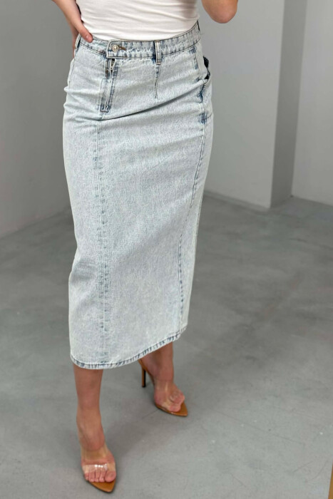 TWO POCKETS DENIM WOMEN SKIRT LIGHTBLUE/BZ - 12