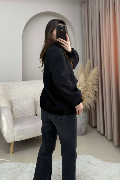 FRONT POCKETS DETAIL ONE COLOR WOMEN JACKET BLACK/ E ZEZE - 2