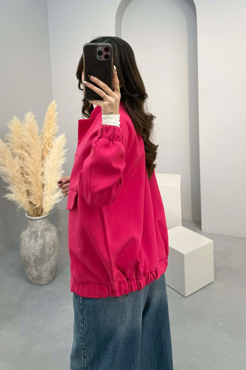 FRONT POCKETS DETAIL ONE COLOR WOMEN JACKET FUCHSIA/CIKLAMI - 2