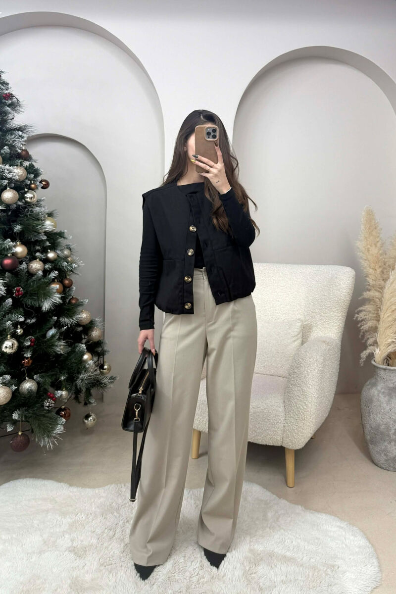 FRONT POCKETS DETAIL ONE COLOR WOMEN VEST BLACK/ E ZEZE - 2