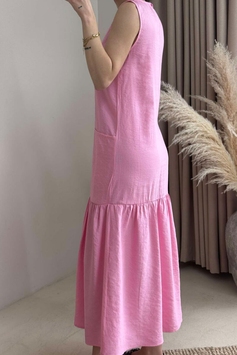 FRONT POCKETS DETAIL WOMEN DRESS PINK/ROZE - 4