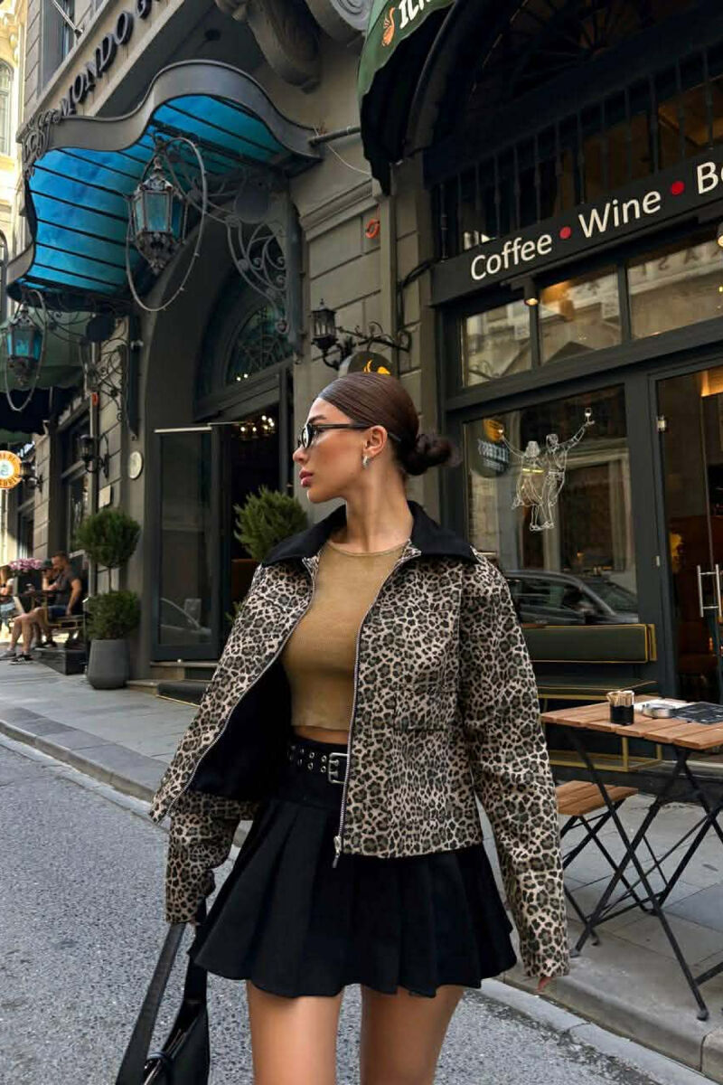 FRONT POCKETS LEO DESIGN WOMEN JACKET LEO/LEOPARD - 2