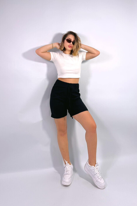 FRONT POCKETS ONE COLOR WOMEN SHORTS BLACK/ E ZEZE - 1