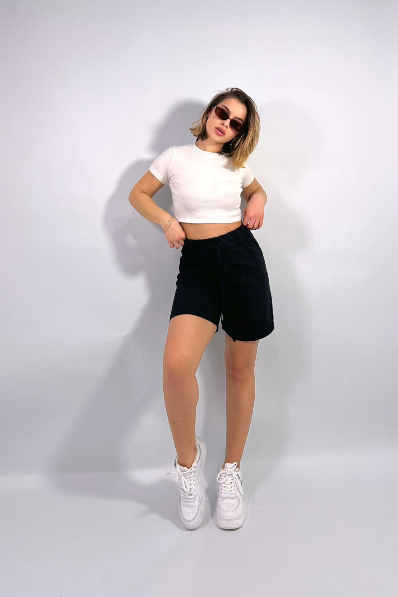 FRONT POCKETS ONE COLOR WOMEN SHORTS BLACK/ E ZEZE - 3
