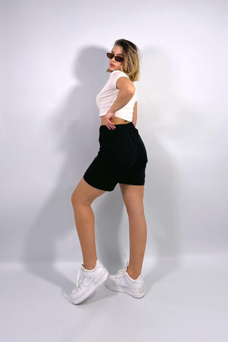 FRONT POCKETS ONE COLOR WOMEN SHORTS BLACK/ E ZEZE - 4