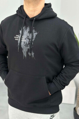 FRONT SKULL DESIGN MEN HOODIE BLACK/ E ZEZE 