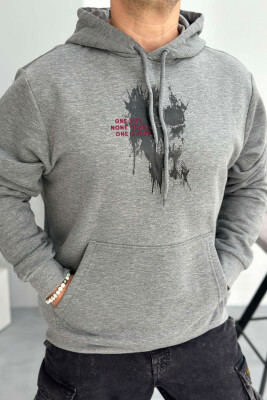 FRONT SKULL DESIGN MEN HOODIE GREY/GRI 