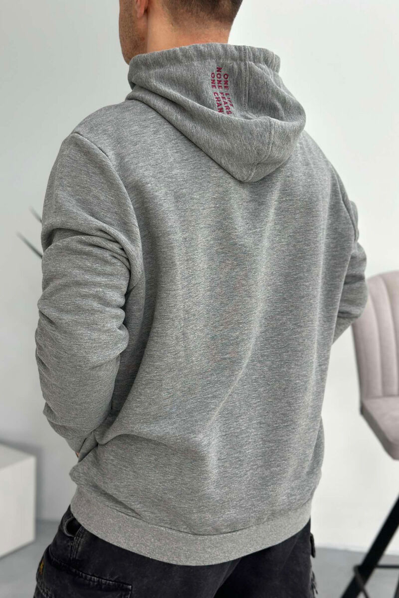 FRONT SKULL DESIGN MEN HOODIE GREY/GRI - 3