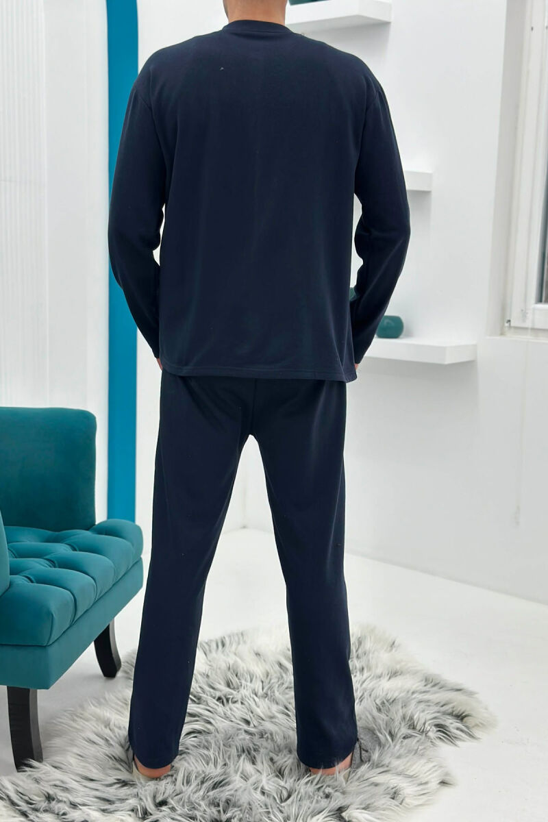 FRONT SMALL LOGO SWEATSHIRT+SWEATPANTS MEN PYJAMAS DARK BLUE/BEE - 4