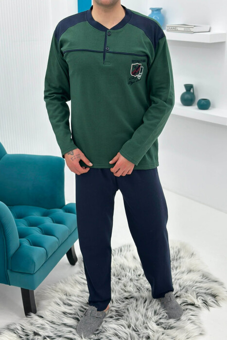 FRONT SMALL LOGO SWEATSHIRT+SWEATPANTS MEN PYJAMAS GREEN/JESHILE - 2