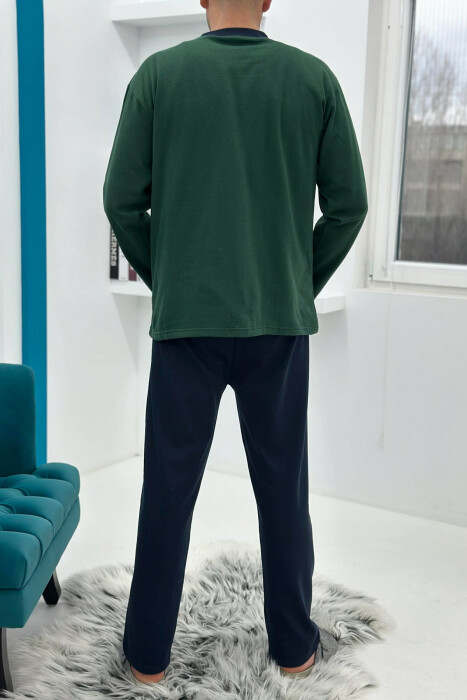 FRONT SMALL LOGO SWEATSHIRT+SWEATPANTS MEN PYJAMAS GREEN/JESHILE - 3