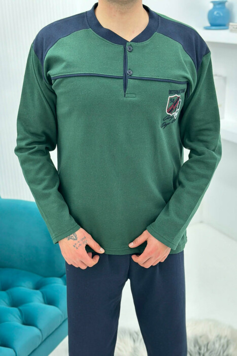 FRONT SMALL LOGO SWEATSHIRT+SWEATPANTS MEN PYJAMAS GREEN/JESHILE - 5