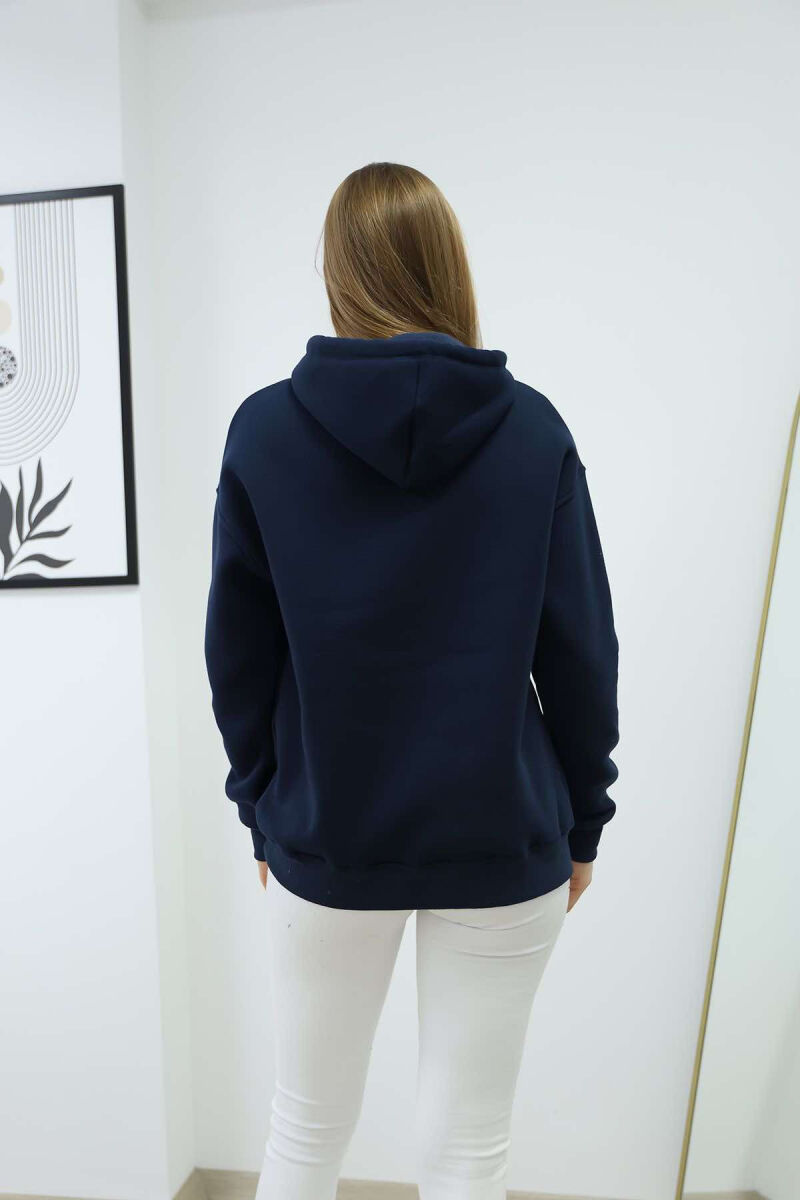 FRONT STAR LOGO ONE COLOR WOMEN HOODIE DARK BLUE/BEE - 2