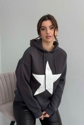 FRONT STAR LOGO ONE COLOR WOMEN HOODIE DARK GREY/GEE 