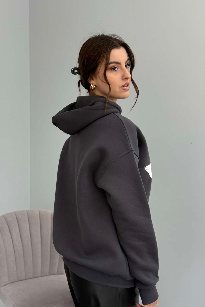 FRONT STAR LOGO ONE COLOR WOMEN HOODIE DARK GREY/GEE - 2