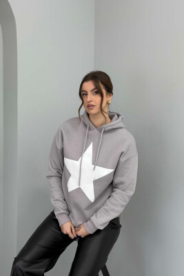 FRONT STAR LOGO ONE COLOR WOMEN HOODIE LIGHT GREY/GZ 